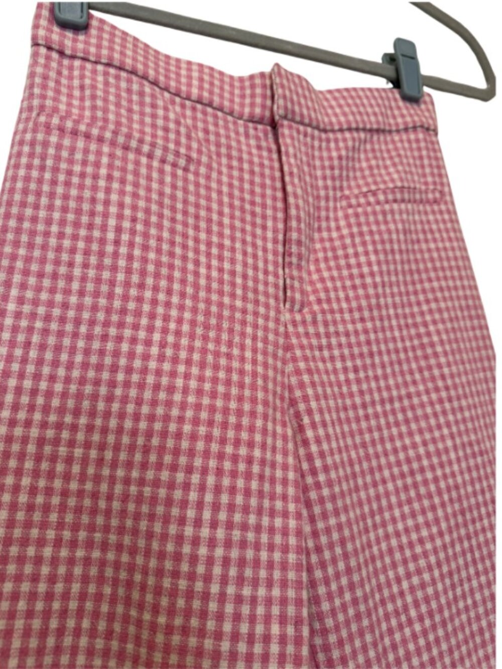 Zara Retro-Inspired Pink Plaid Flare Pants